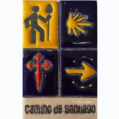 Ímã Cerâmico Quatro Símbolos Caminho de Santiago 5x7,5 cm