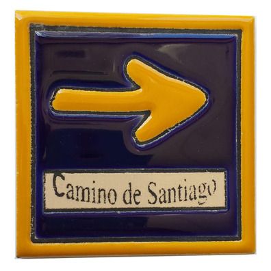 Ímã de cerâmica seta Caminho de Santiago 7 x7 cm