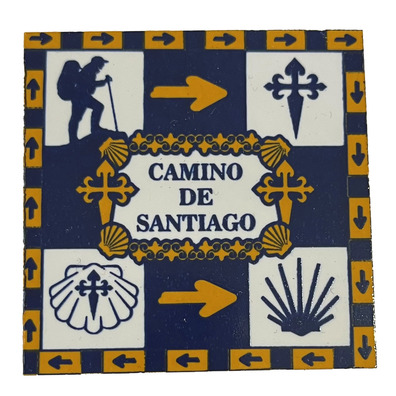 Imã de cerâmica multi-símbolo Camino de Santiago 5,4 x 5,4 cm