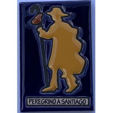 Ímã de cerâmica peregrino Caminho de Santiago 5x7,5 cm