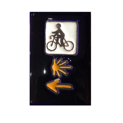 Sinal triplo de ímã cerâmico com bicicleta 5x7,5 cm