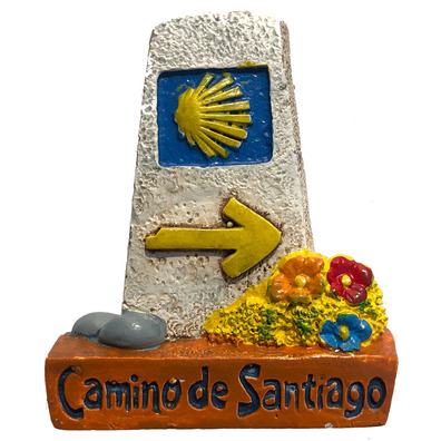 Ímã de resina Monte de pedras com flores Caminho de Santiago