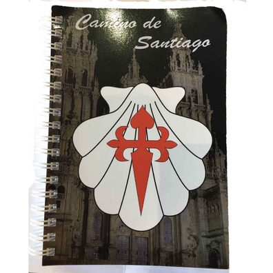 Caderno branco Viera com Cruz do Caminho de Santiago