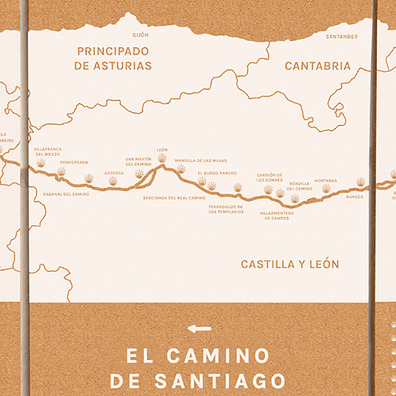 Cork Map Woody Map Camino De Santiago 60 x 30