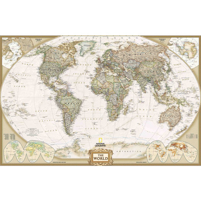 Mapa do mundo (Execu) em inglês 295X193 cm. - 1: 14.287.000 (3 peças)