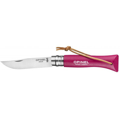 Canivete da cor Opinel nº 6, pulseira rosa fúcsia