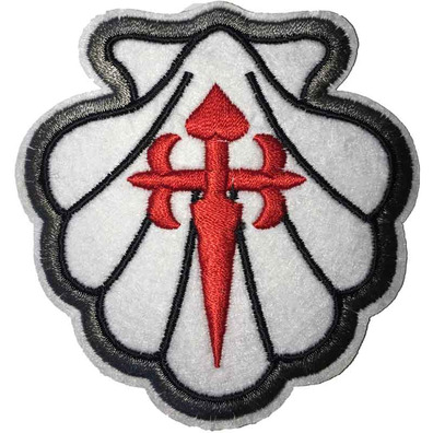 Patch bordado de vieira branca com Santiago Cross 5.5x5.5