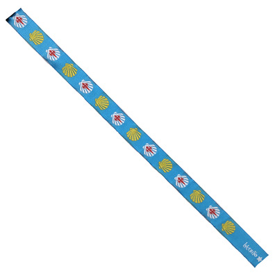 Pulseira de tecido vieira branca e amarela 68 azul celeste
