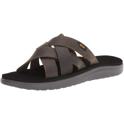 Teva Voya Slide Couro Sandália Dark Olive