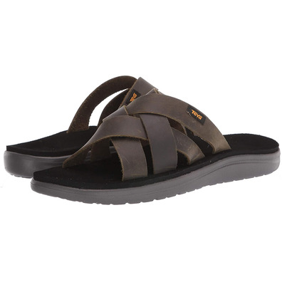 Teva Voya Slide Couro Sandália Dark Olive