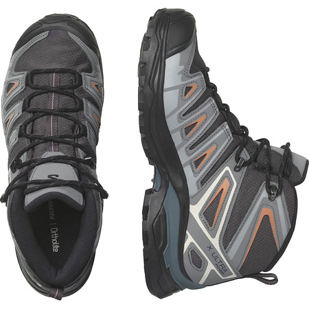 Bota Salomon X Ultra Pioneer Mid GTX W cinza/salmão