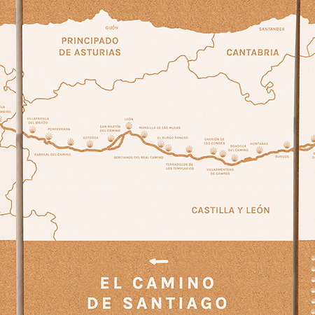 Cork Map Woody Map Camino De Santiago 60 x 30