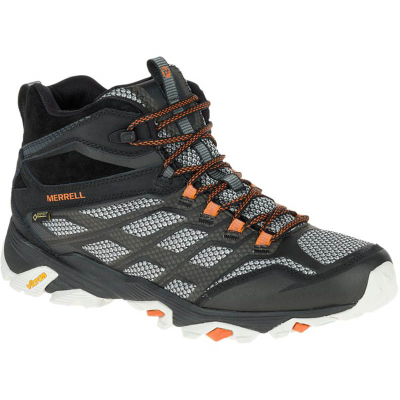 Bota Merrell Moab FST Mid GTX preta / cinza / laranja