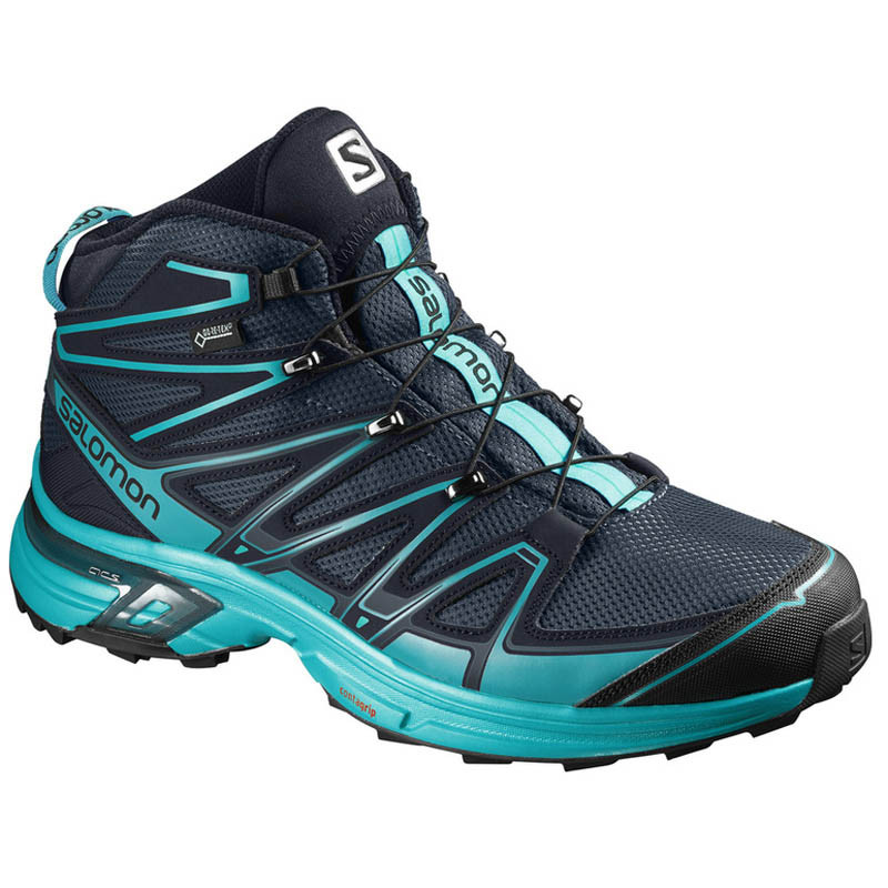 Bota Salomon X-Chase Mid GTX W Navy / Turquesa