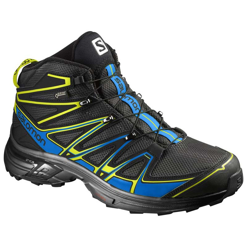 Bota Salomon X-Chase Mid GTX Preto / Azul / Amarelo