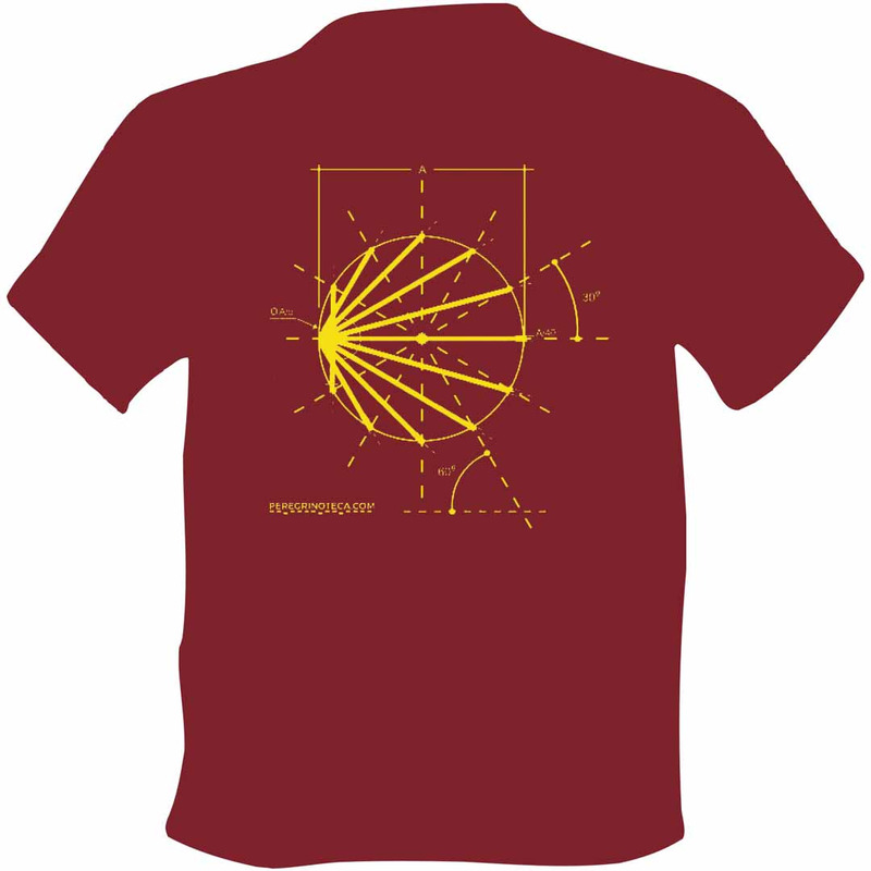 Sketch T-shirt Logo Camino de Santiago Garnet