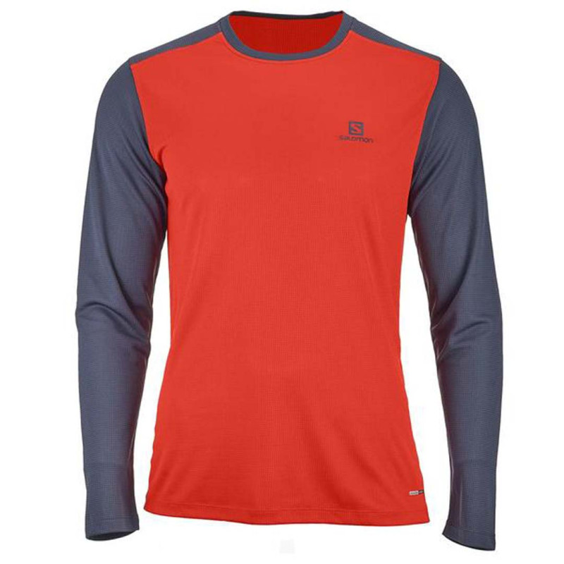 Salomon Stroll LS Tee Camiseta vermelha / cinza