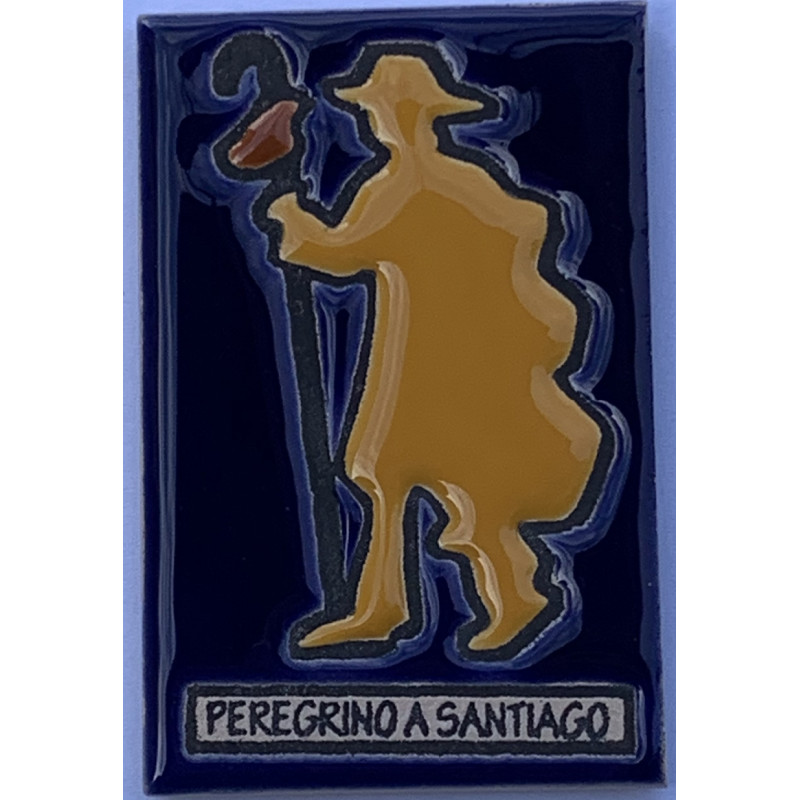 Ímã de cerâmica peregrino Caminho de Santiago 5x7,5 cm