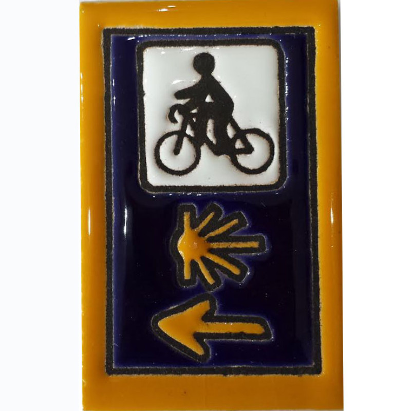 Ímã de cerâmica de sinal triplo com borda de bicicleta 5x7,5 cm