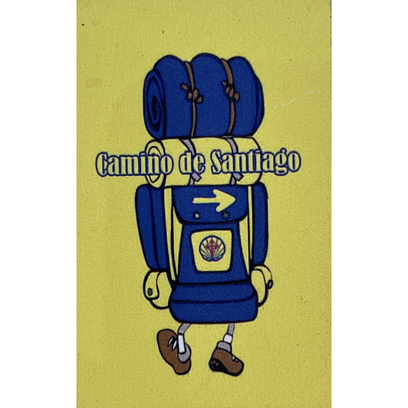 Mochila azul magnética de madeira pintada