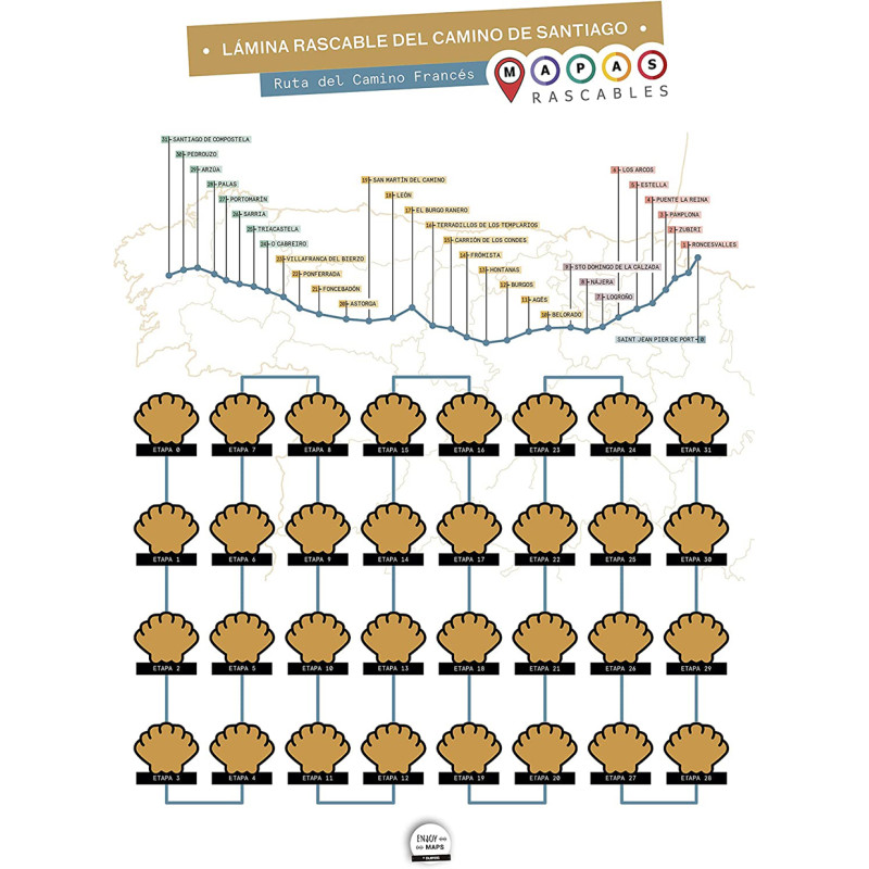Folha riscável do Caminho de Santiago