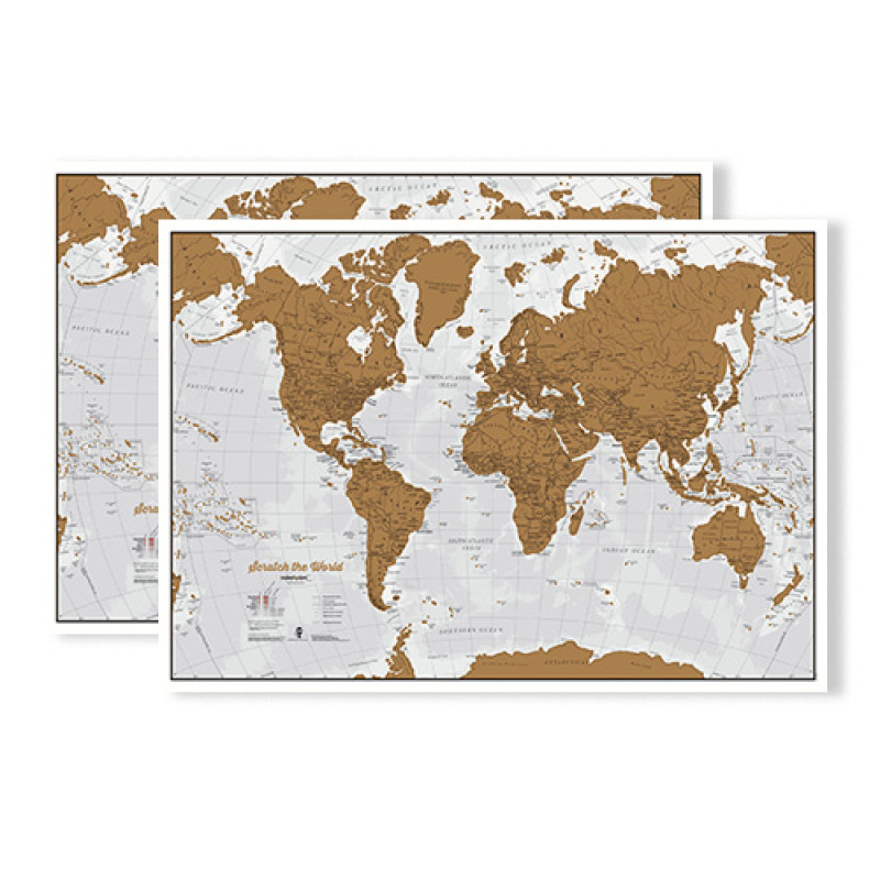 Mapa mundial para arranhar 59X84 cm.