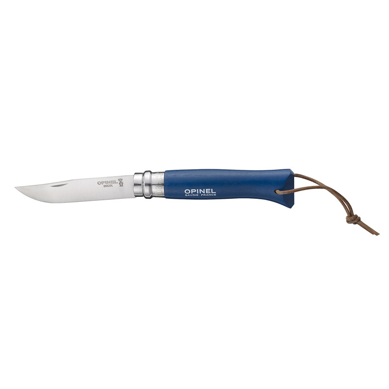 Canivete de bolso colorido Opinel n.8 Correia de origens azuis