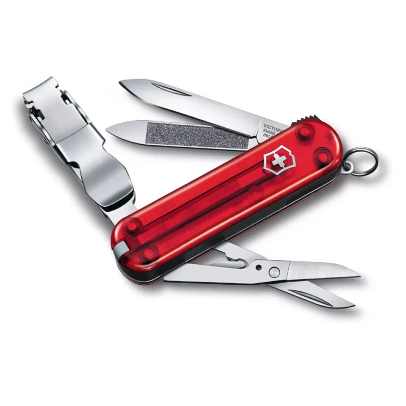 Faca vermelha translúcida Victorinox Nail Clip 580