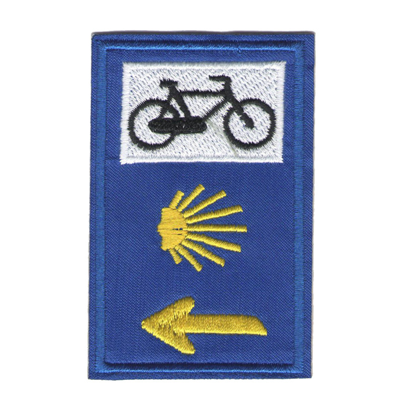 Sinal triplo com remendo bordado de bicicleta