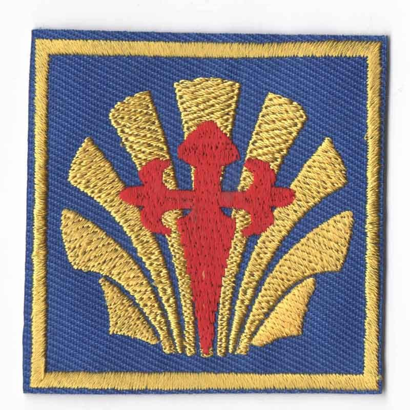 Patch bordado de vieira com cruz 6 x 6 cm