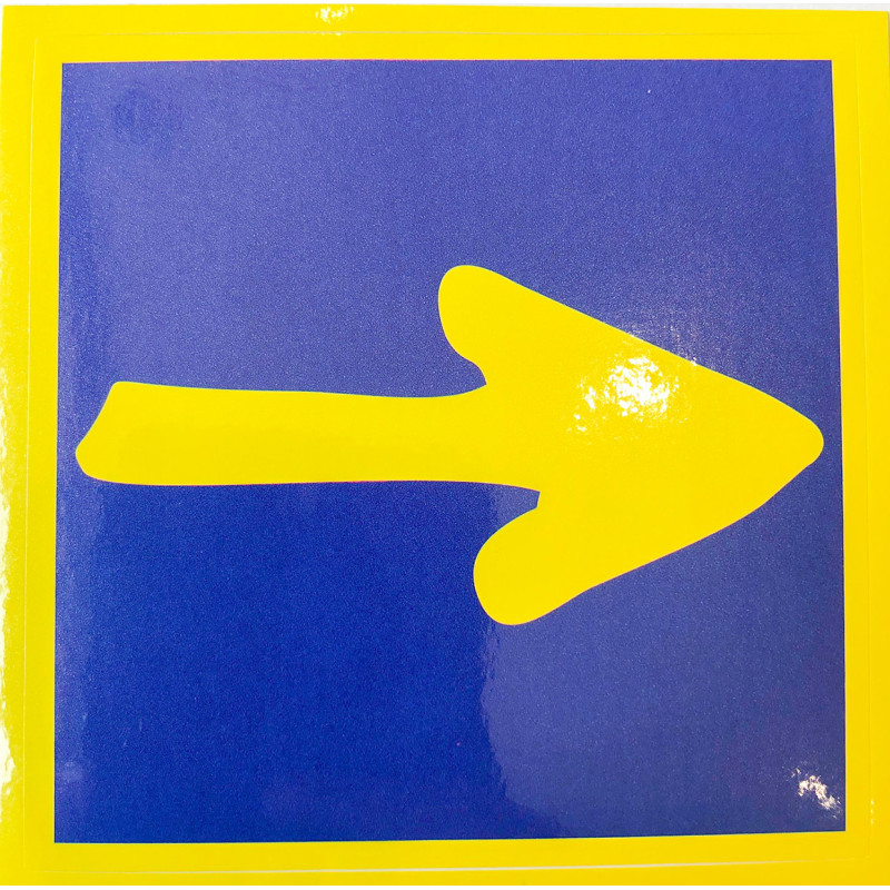 Adesivo de borda amarela de seta de estrada