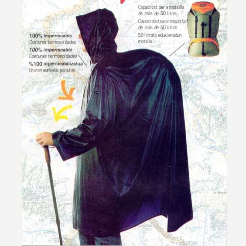 Poncho de PVC com mangas azul royal