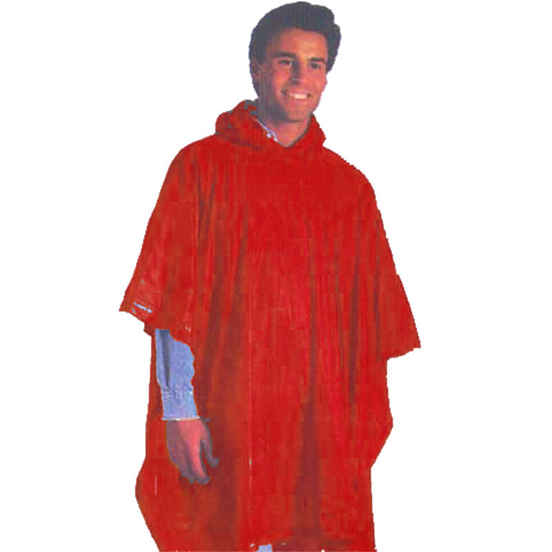 Poncho vermelho de PVC aberto