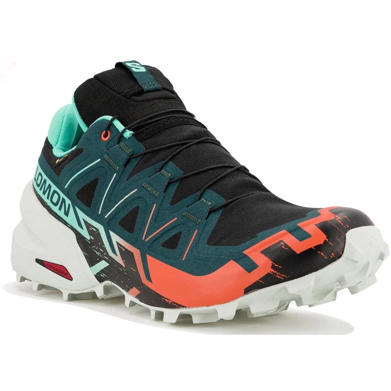Tênis de corrida Salomon Speedcross 6 GTX W Preto/Verde/Vermelho